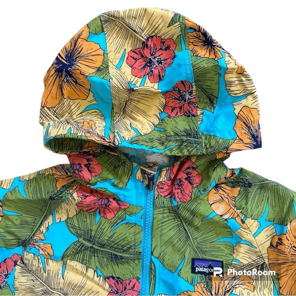 Patagonia Kids’ Baggies Jacket Multi Tropical Flowers Water Resistant Size 10